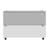 58 in. Commercial Milk Cooler for School and Cafeteria, 16 Crate Capacity with Heavy Duty Casters in Stainless Steel and White (KM-MC58-HDC)